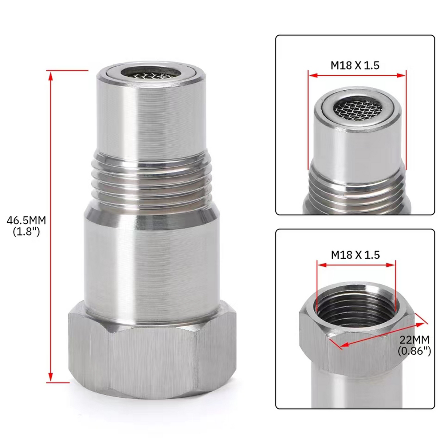 CHGRNLF 2-50Pcs Extension Filter Oxygen O2 Sensor Connector Extender Spacer Internal Thread M18*1.5 Stainless Steel Adapter Auto Parts