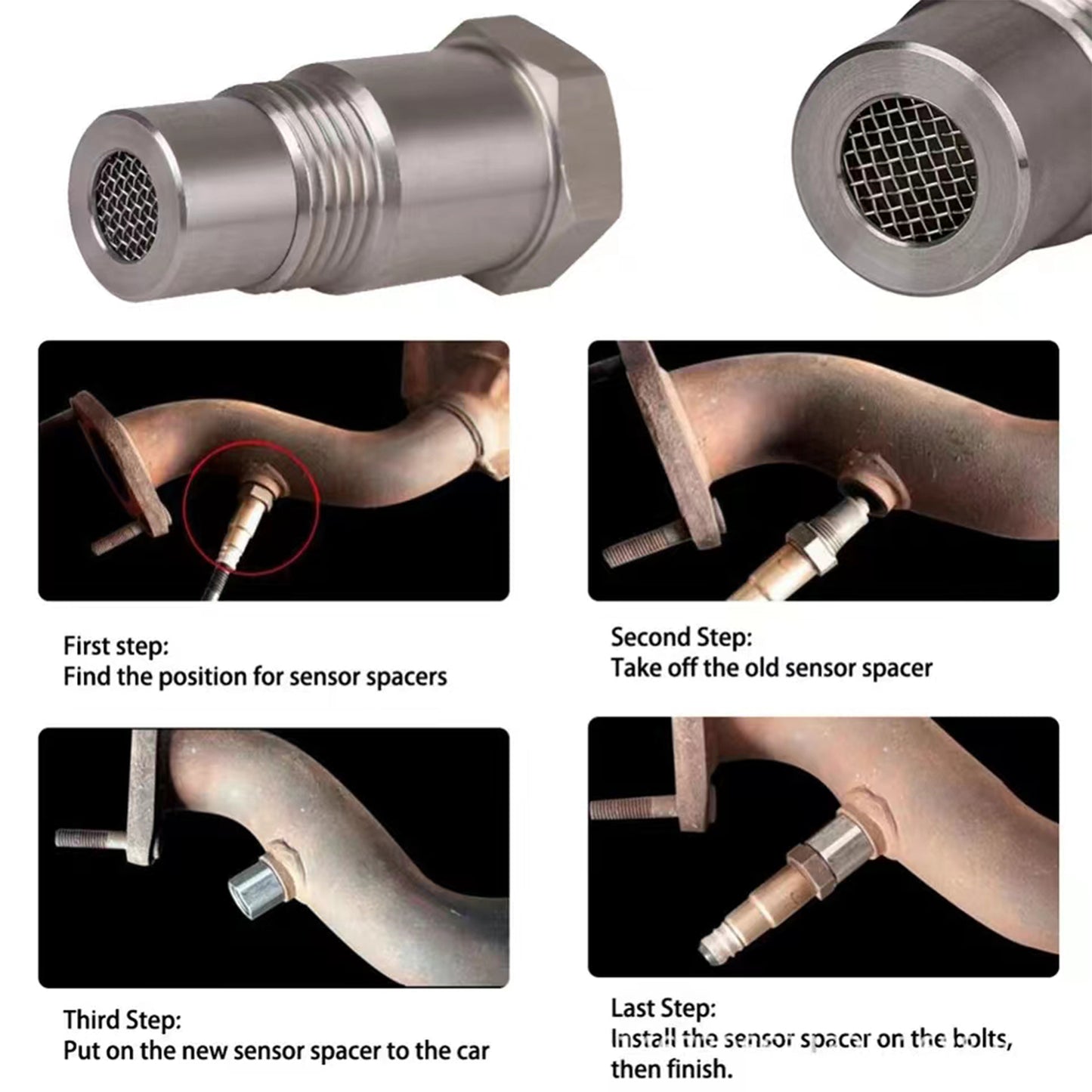 CHGRNLF 2-50Pcs Extension Filter Oxygen O2 Sensor Connector Extender Spacer Internal Thread M18*1.5 Stainless Steel Adapter Auto Parts