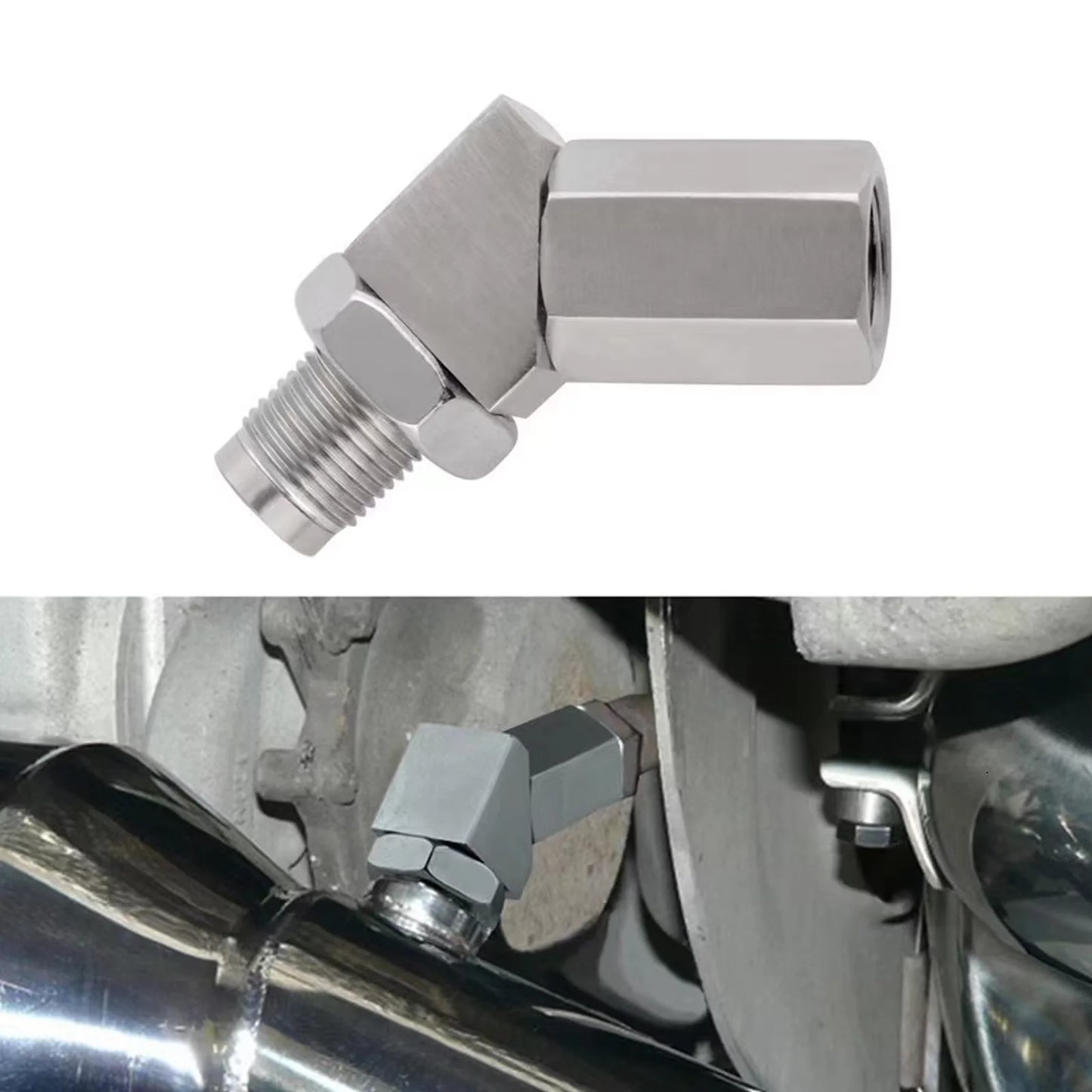 CHGRNLF 45 Degree Car Oxygen O2 Sensor Adapter Cel Fix Check Engine Light Eliminator, Mini Catalytic Converter Oxygen O2 Sensor CEL M18X1.5-304 Stainless Steel