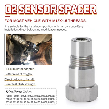 CHGRNLF M18x1.5 Thread Adapter, Car Oxygen O2 Sensor Adapter Cel Fix Check Engine Light Eliminator-304 Stainless Steel