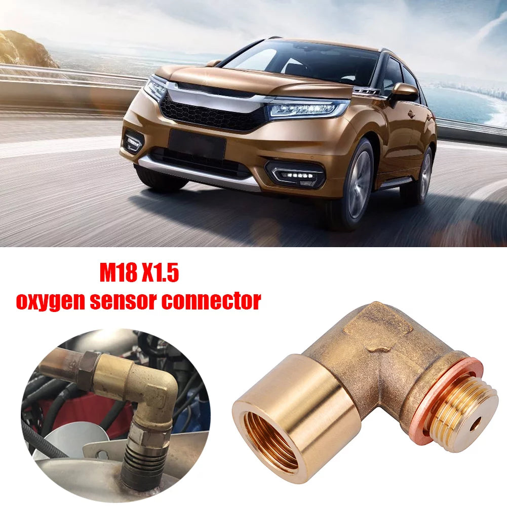 CHGRNLF L-style M18x1.5 02 Sensor Bung Angled Adapter 90 Degree, Brass O2 Sensor Check Engine Light Eliminator Extender