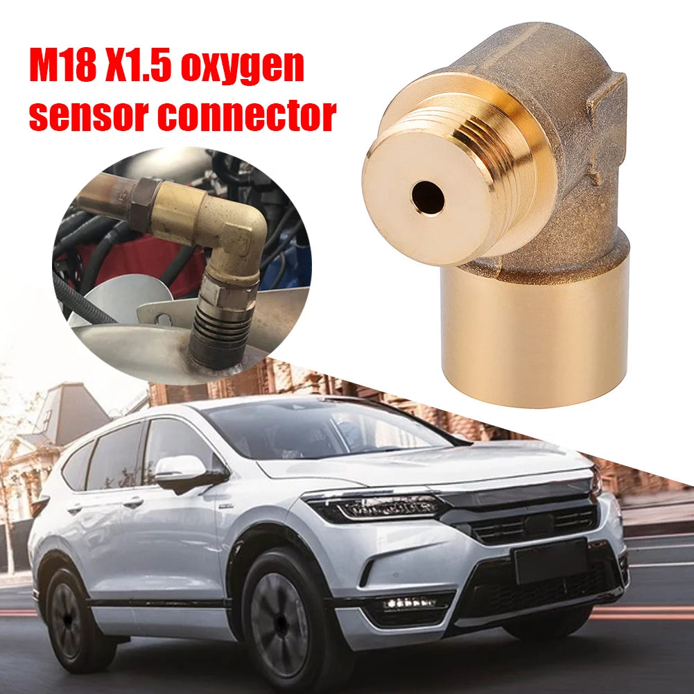 CHGRNLF L-style M18x1.5 02 Sensor Bung Angled Adapter 90 Degree, Brass O2 Sensor Check Engine Light Eliminator Extender