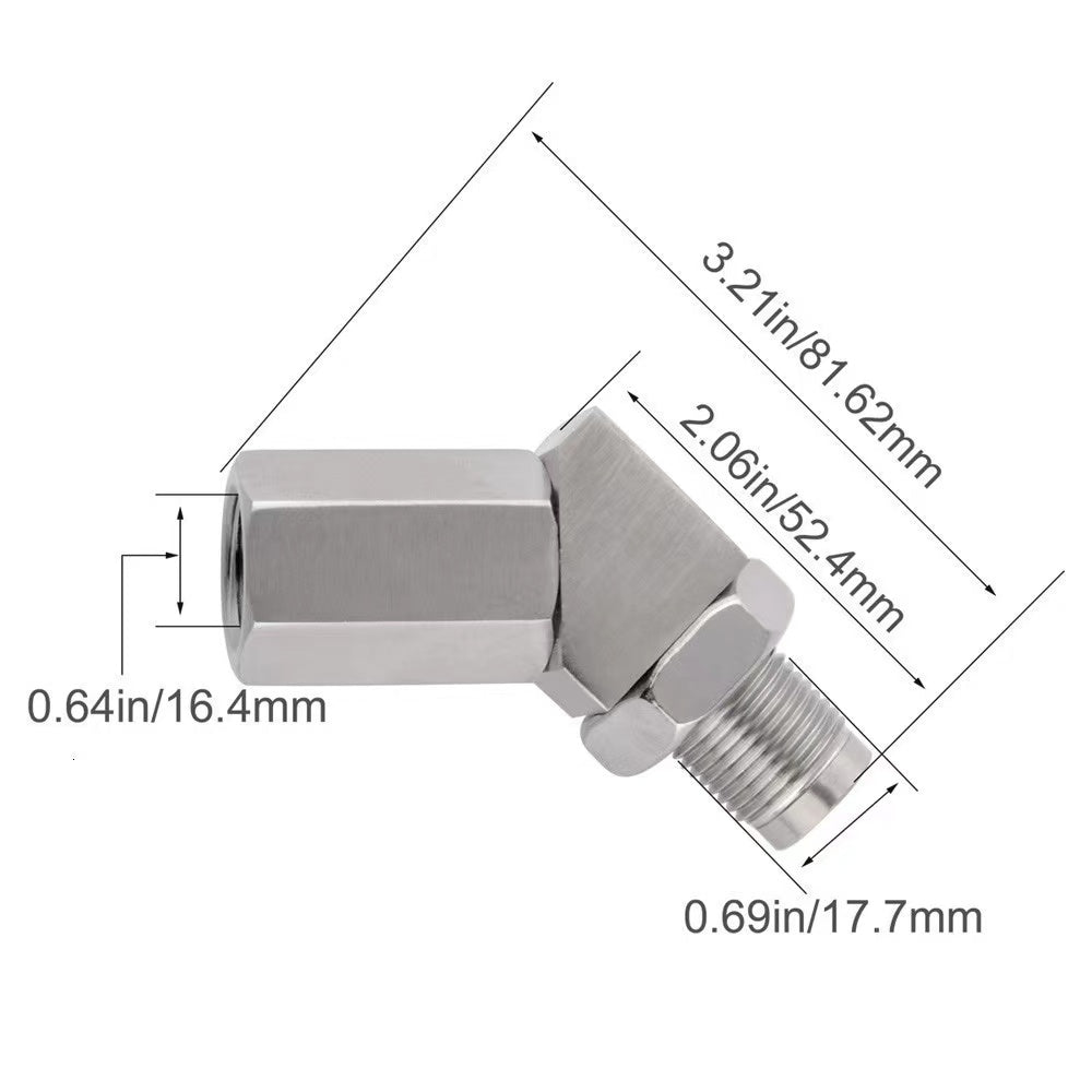 CHGRNLF 45 Degree Car Oxygen O2 Sensor Adapter Cel Fix Check Engine Light Eliminator, Mini Catalytic Converter Oxygen O2 Sensor CEL M18X1.5-304 Stainless Steel