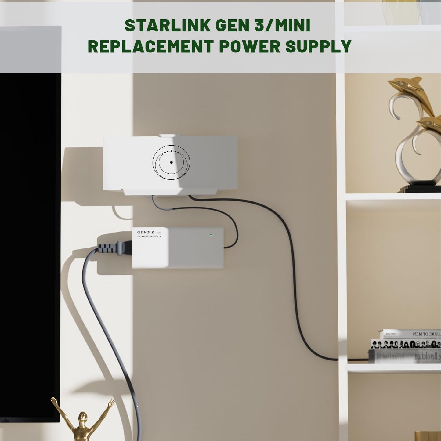 CHGRNLF Starlink Power Supply Adapter for Gen 3 &Mini,ETL Listed/ 48V 3A /144W AC to DC Adapter Replacement Power Supply for Starlink V3&Mini