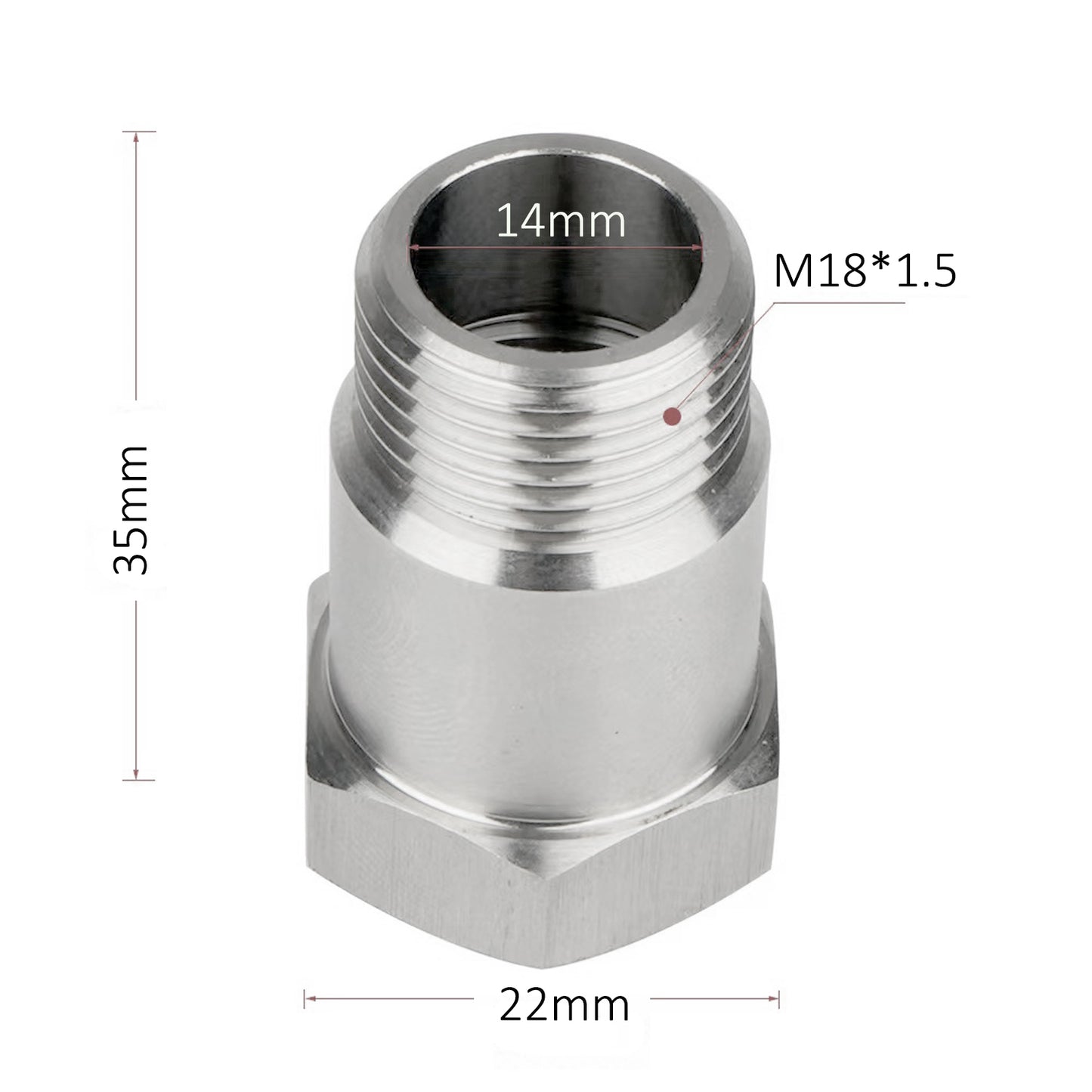 CHGRNLF 32mm O2 Sensor Extension, M18x1.5 Thread Adapter-304 Stainless Steel