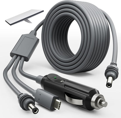 CHGRNLF Starlink Mini 3 in 1 DC Power Cable, 100W+ USB C 12-24V Cigarette Lighter Plug and DC Male Power Cable Cord for Starlink Mini, Plug and Play Starlink Mini Accessories