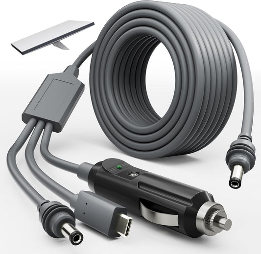 CHGRNLF Starlink Mini 3 in 1 DC Power Cable, 100W+ USB C 12-24V Cigarette Lighter Plug and DC Male Power Cable Cord for Starlink Mini, Plug and Play Starlink Mini Accessories