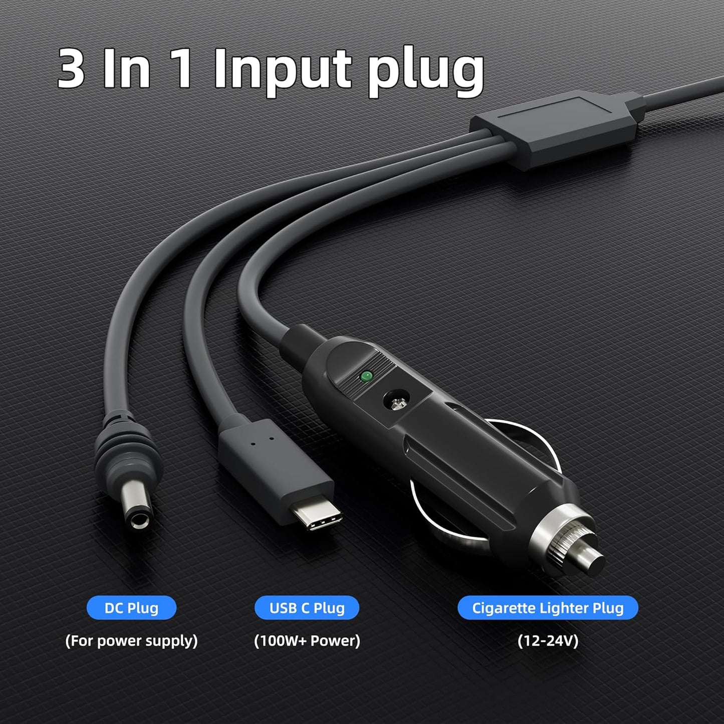 CHGRNLF Starlink Mini 3 in 1 DC Power Cable, 100W+ USB C 12-24V Cigarette Lighter Plug and DC Male Power Cable Cord for Starlink Mini, Plug and Play Starlink Mini Accessories