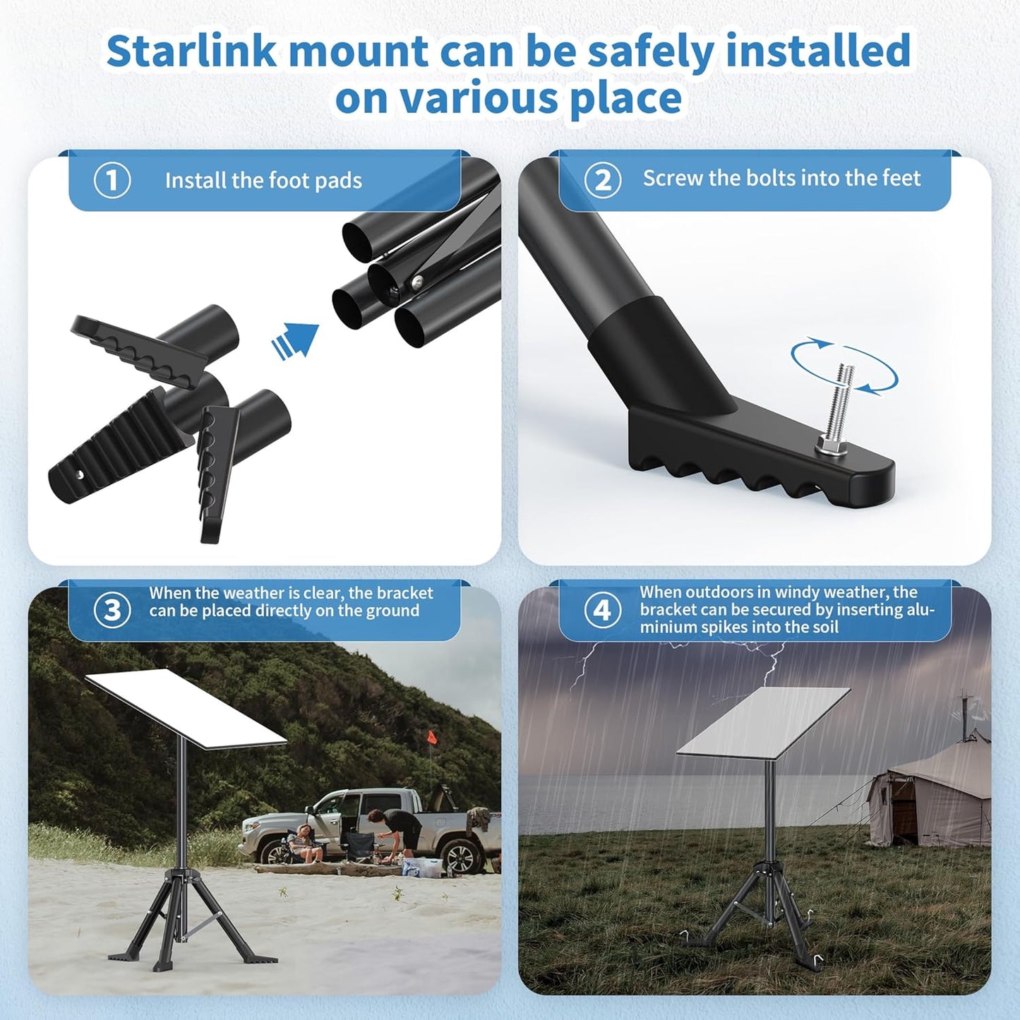CHGRNLF Starlink Gen 3/ Starlink Mini Tripod Stand with Pipe Adapter, Outdoor Portable Starlink Mounting Kit for Camping and RV Travel