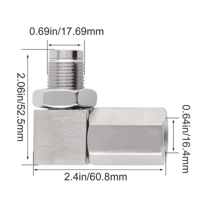 CHGRNLF 90 Degree Oxygen Sensor Extension Connector M18*1.5, 304 Stainless Steel Oxygen O2 Sensor CEL Eliminator Light 90° Adapter, Car Retrofit Connector, Sensor Adapter Car Sensor