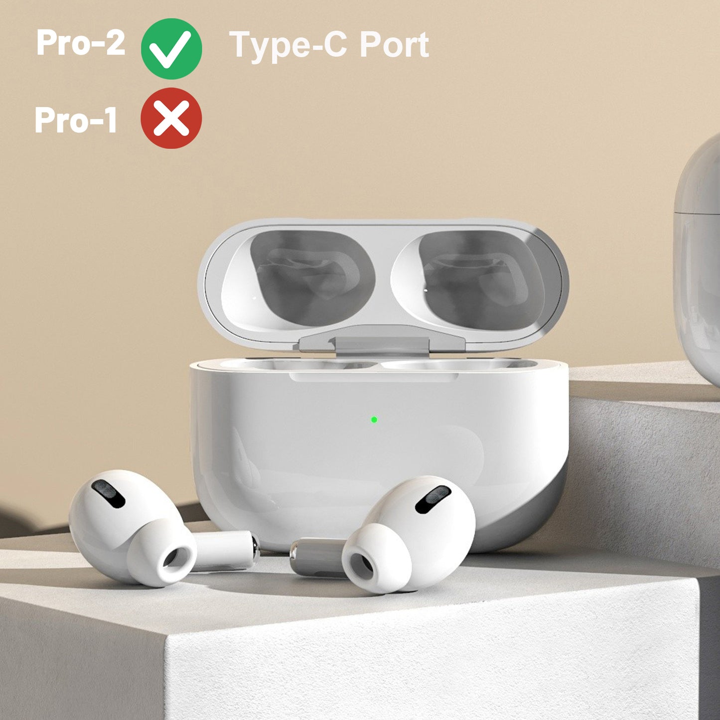 CHGRNLF A3047, A3048, A3049 Single Left Side Earbud Replacement for Air Pro 2nd Gen, Compatible with Original Pro 2 A2968 Charging Case with Type-C Port Ear Cushion