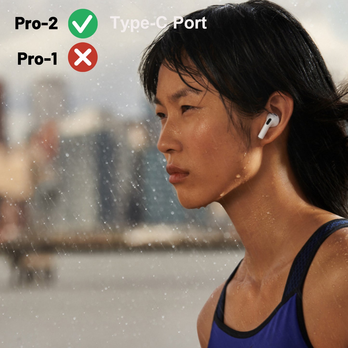 CHGRNLF A3047, A3048, A3049 Single Left Side Earbud Replacement for Air Pro 2nd Gen, Compatible with Original Pro 2 A2968 Charging Case with Type-C Port Ear Cushion